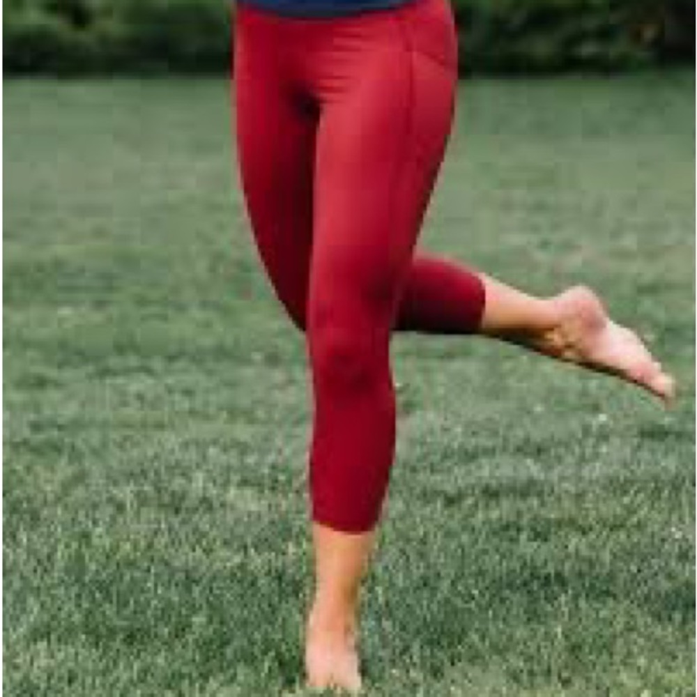 Zyia Red Pocket Brilliant Hi-Rise Capri Leggings 20” 14-16 NWT